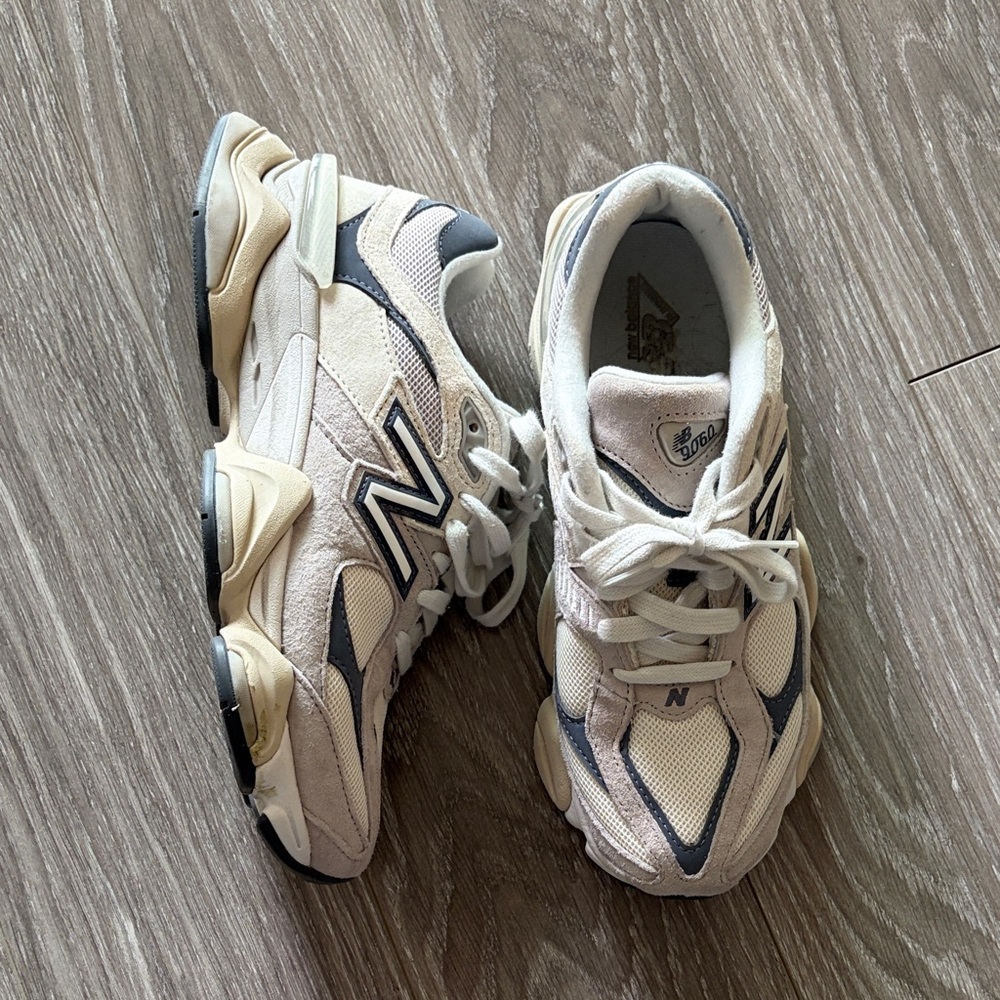 New Balance Women’s 9060 Cream & Gray Retro Runner Sneakers